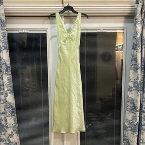 Peppermayo Pale Lime Satin Slip Dress